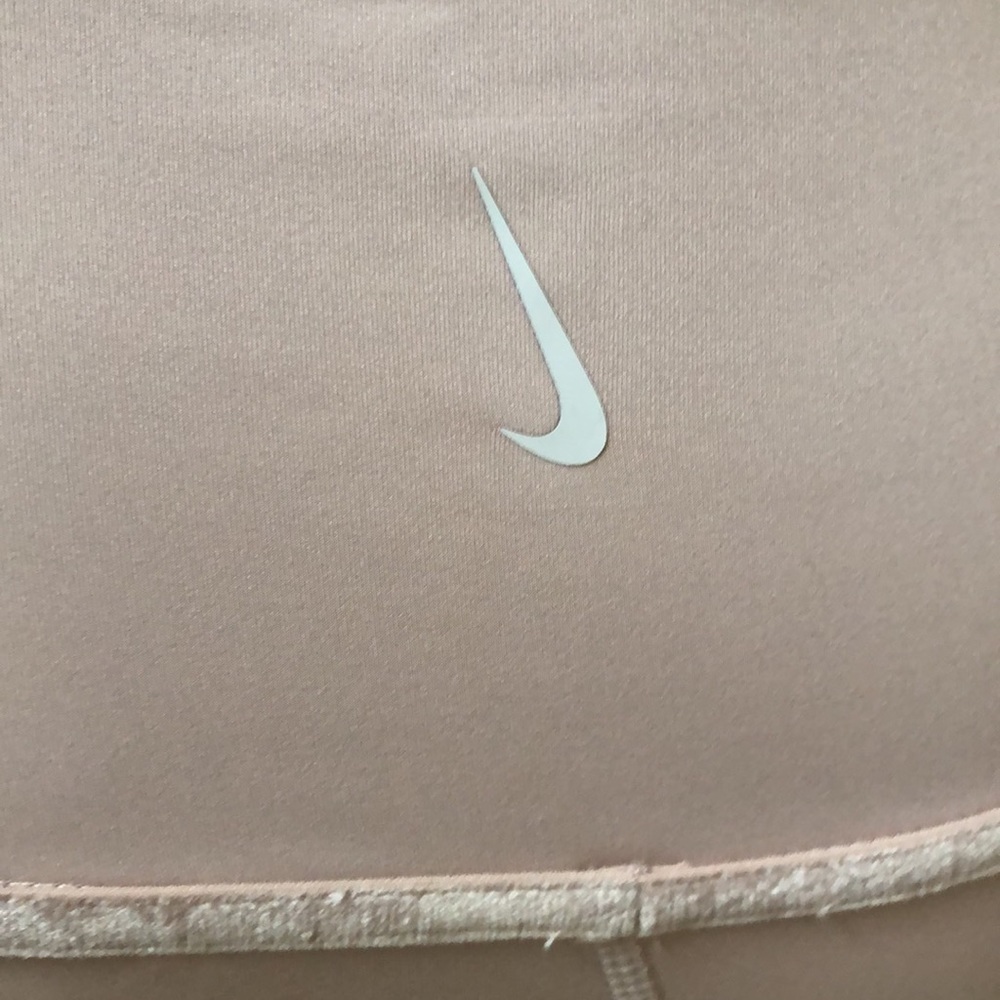 Nike Yoga womens M tight compression leggings Dusty Rose Pink w velvet trim. - Picture 4 of 10
